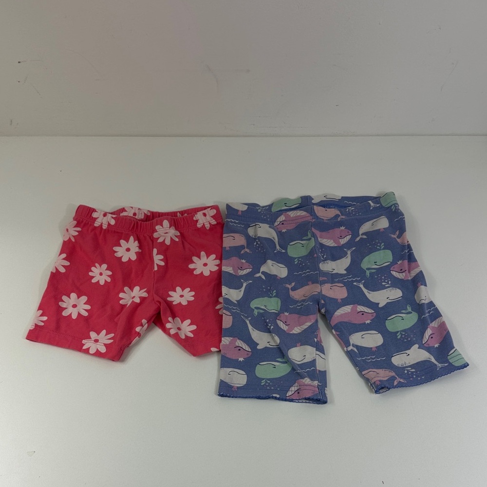 Girls' Floral Pink & Whale Print Shorts Set Size 5T toddlers activewear summer